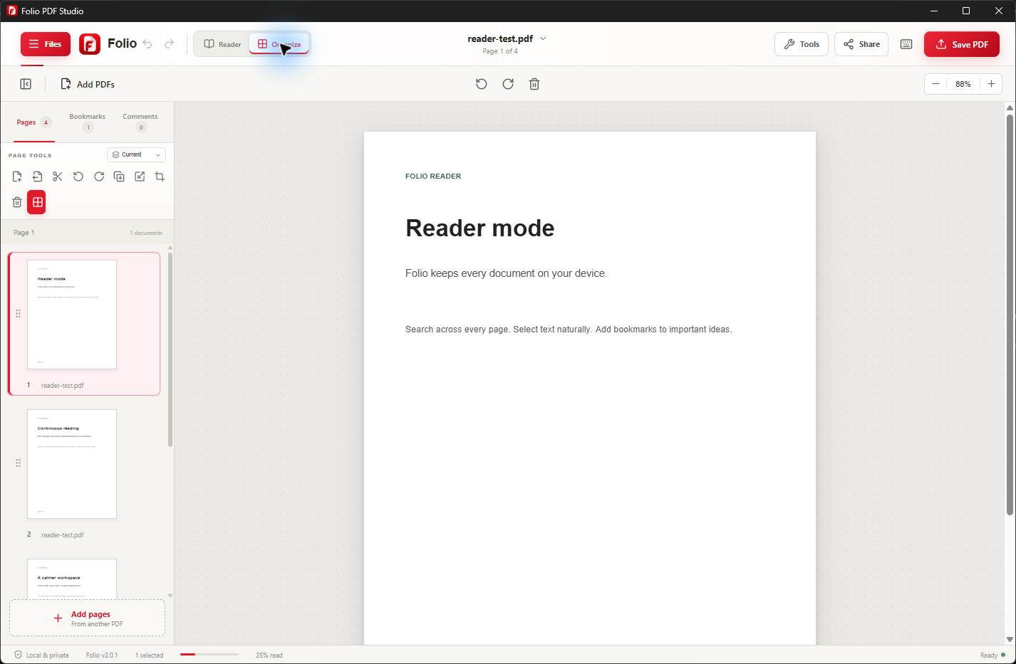 Put every page in its place workflow in Folio PDF Studio